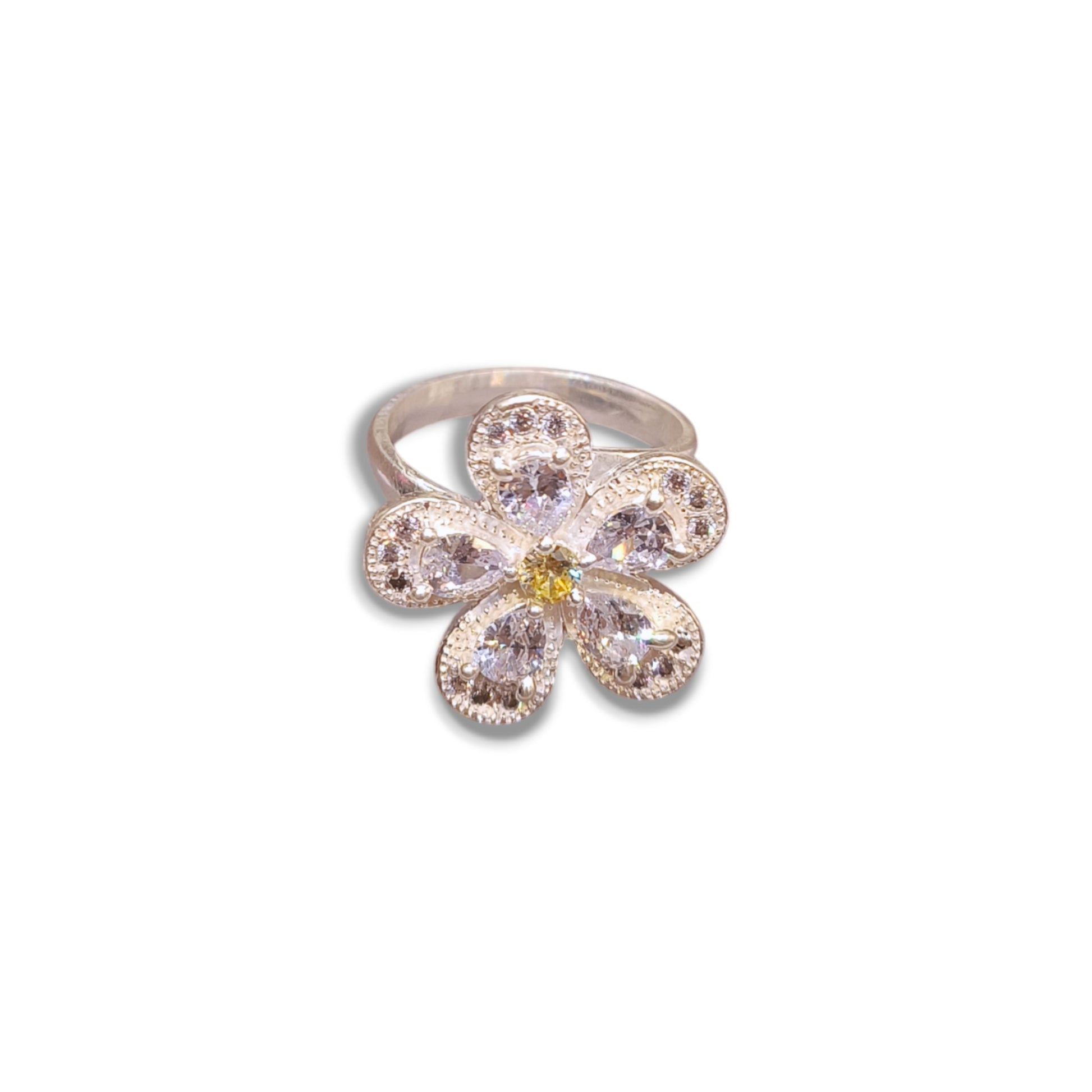 Silver flower rings for women