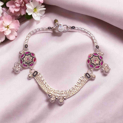 Silver anklet for party wear