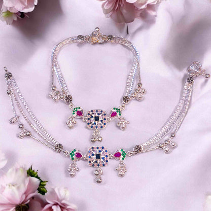 Fancy silver payal for women