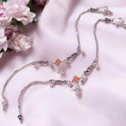 Light weight Silver peacock payal