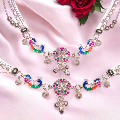 Silver flower payal