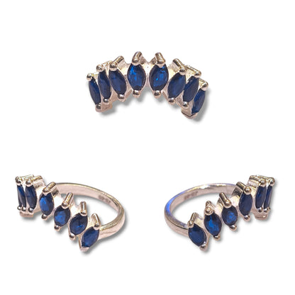 Silver blue stone ring