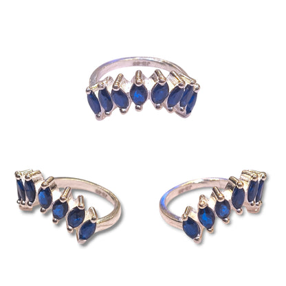 Silver blue stone ring for women