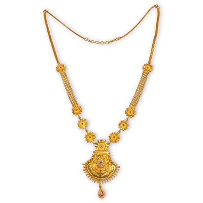 Gold plated long necklace set