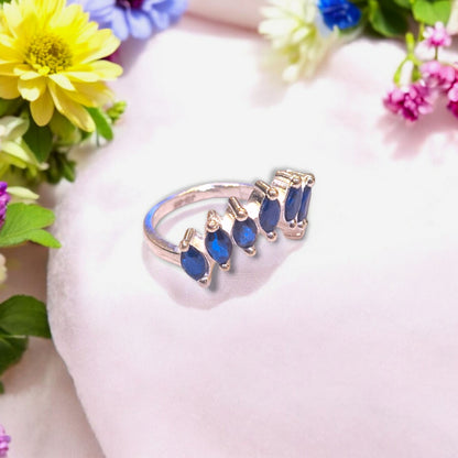 Premium Silver Blue Stone Ring for Girls
