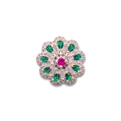 Silver big flower ring