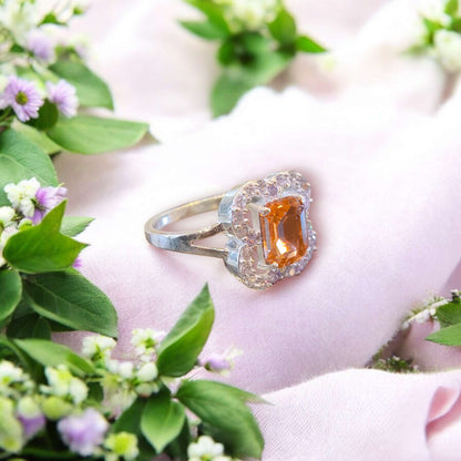 Silver stone ring for girls