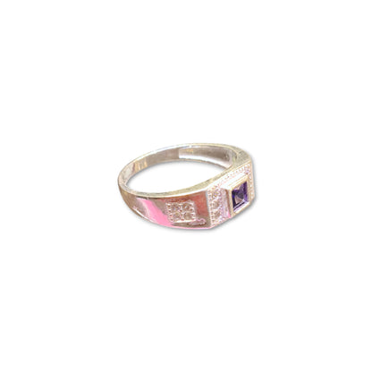 Silver purple stone ring