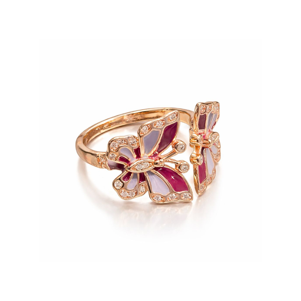 925 sterling silver Rose Gold CZ Butterfly Ring