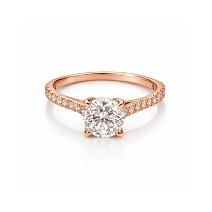 Rose Gold CZ Solitaire Ring 925 Sterling Silver