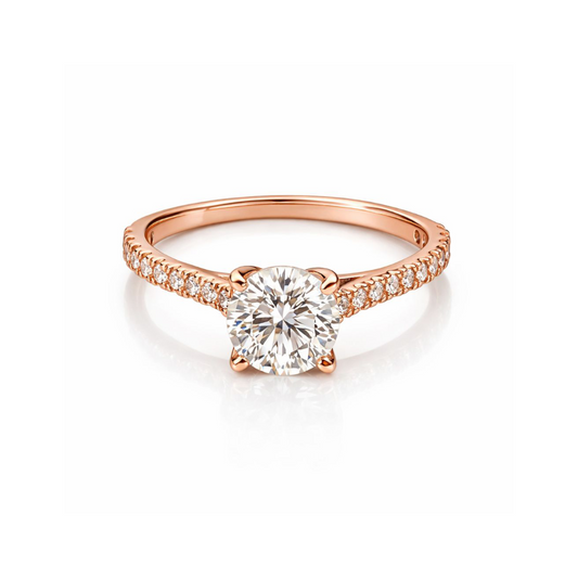 Rose Gold CZ Solitaire Ring 925 Sterling Silver