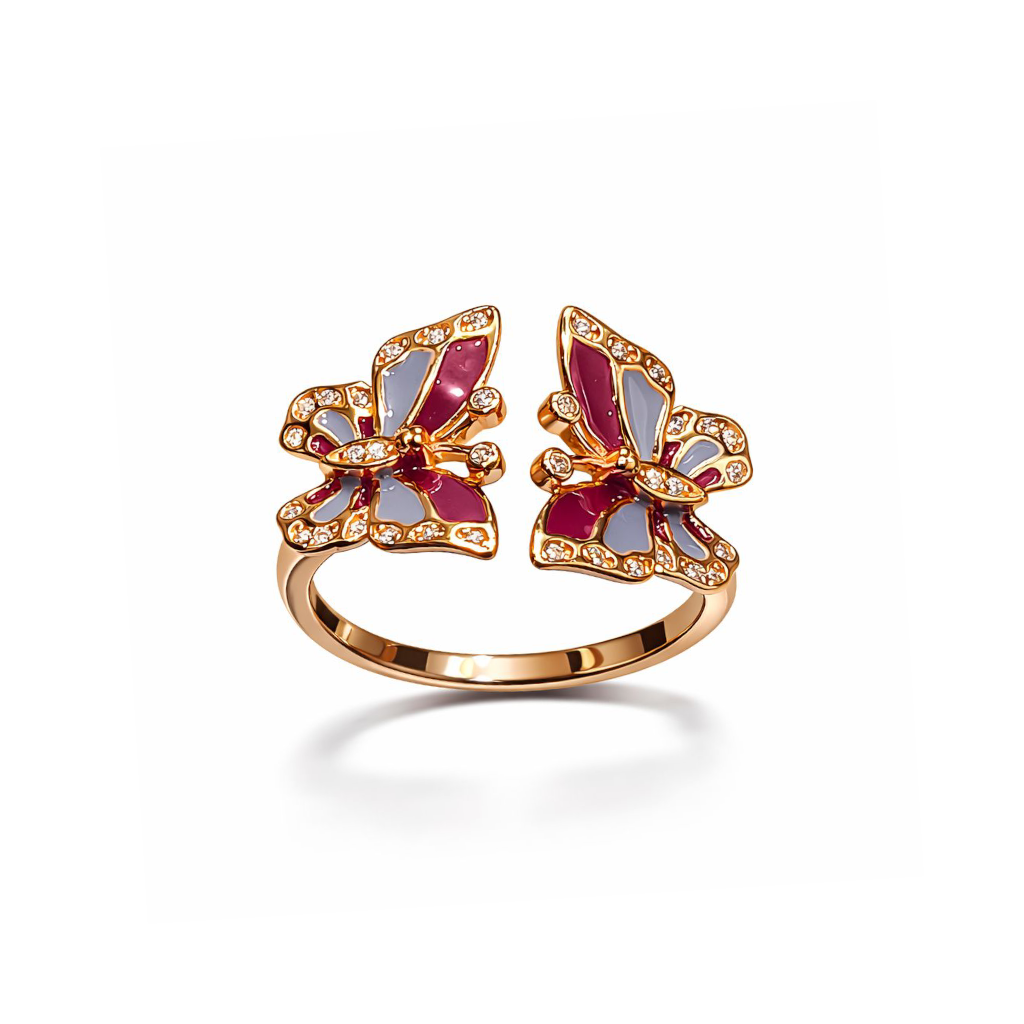 Rose gold butterfly ring for women