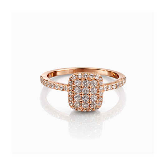 Rose Gold Square CZ Ring in Sterling Silver