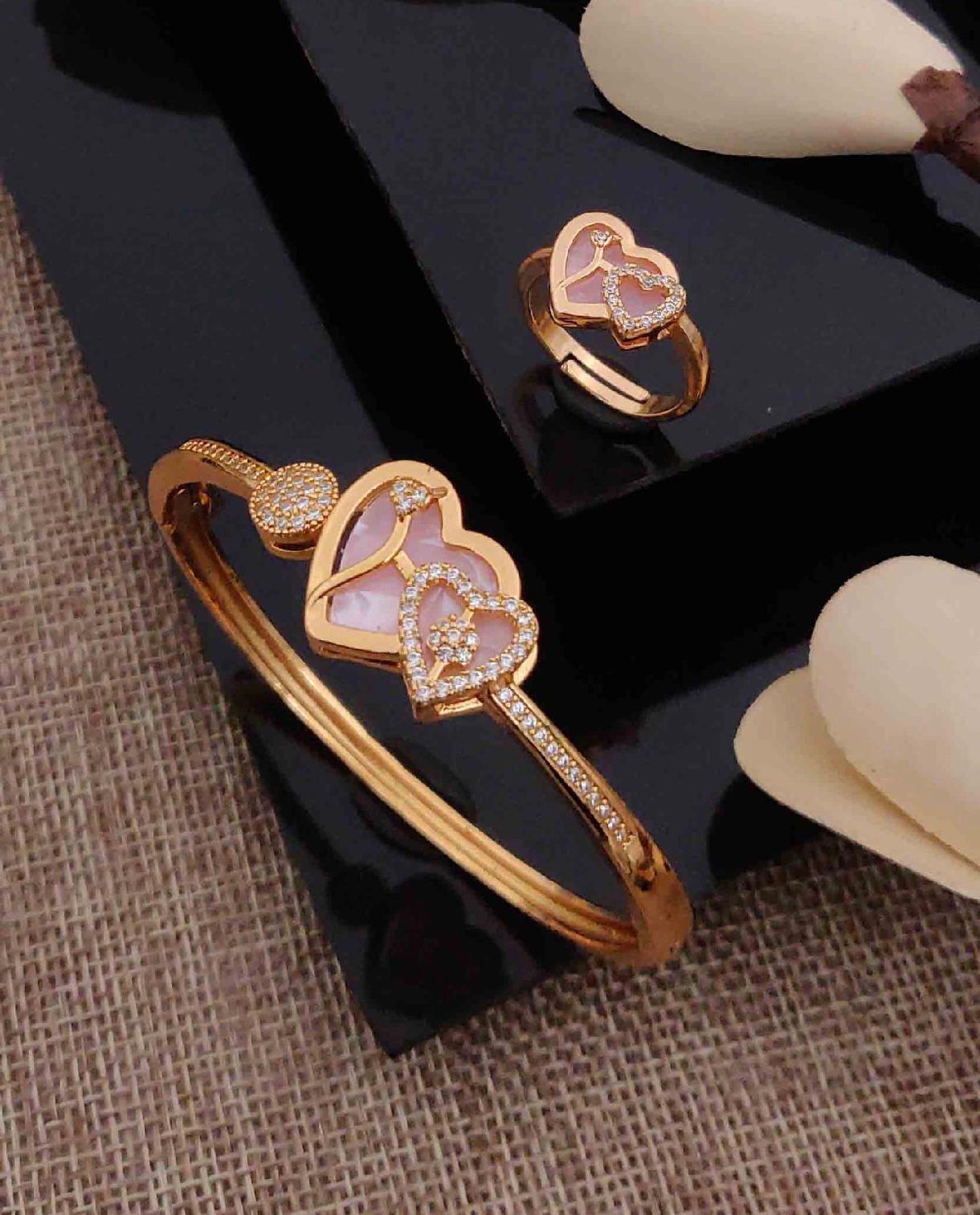 Rose gold plated kada & ring