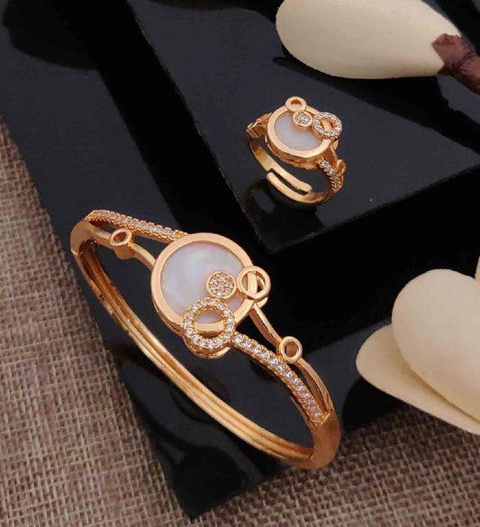 Rose gold plated kada & ring