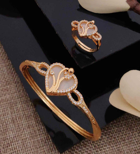 Rose gold plated kada and ring