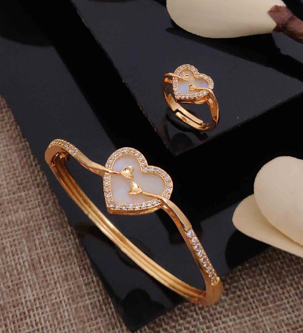 Rose gold plated kada & ring