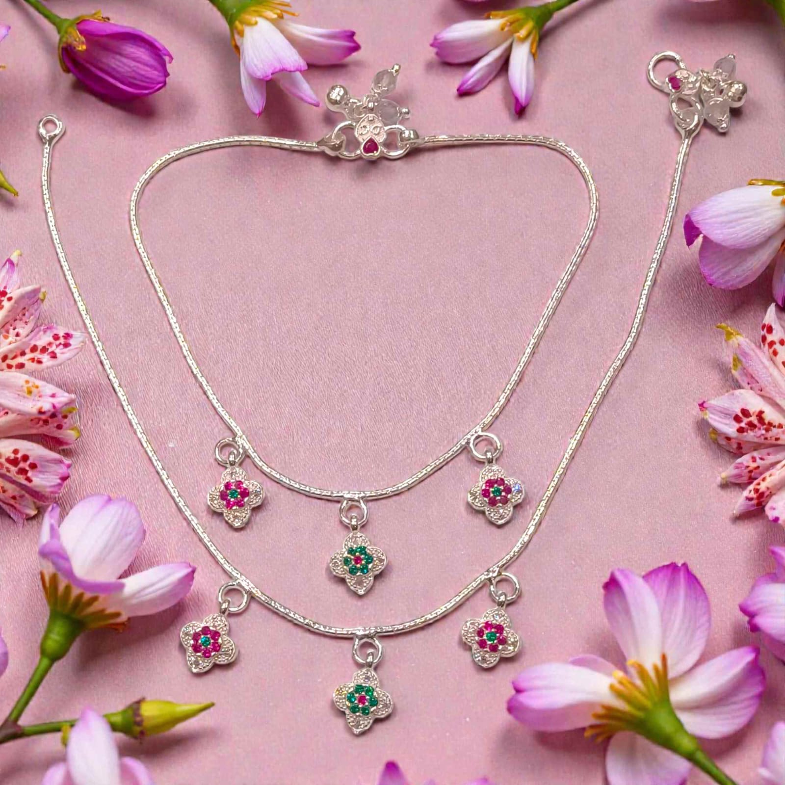 Elegant silver payal for women