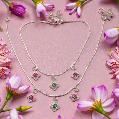 Elegant silver payal for women