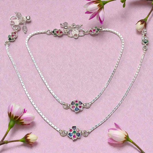 Fancy silver payal for women