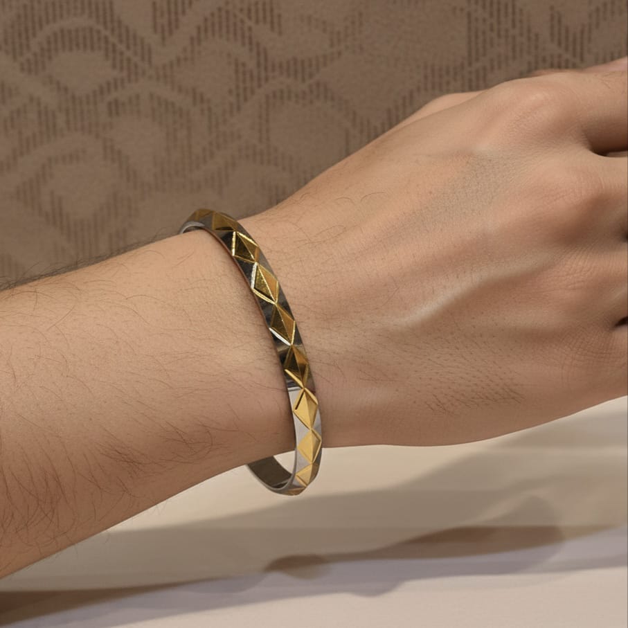 Silver kada with gold plating