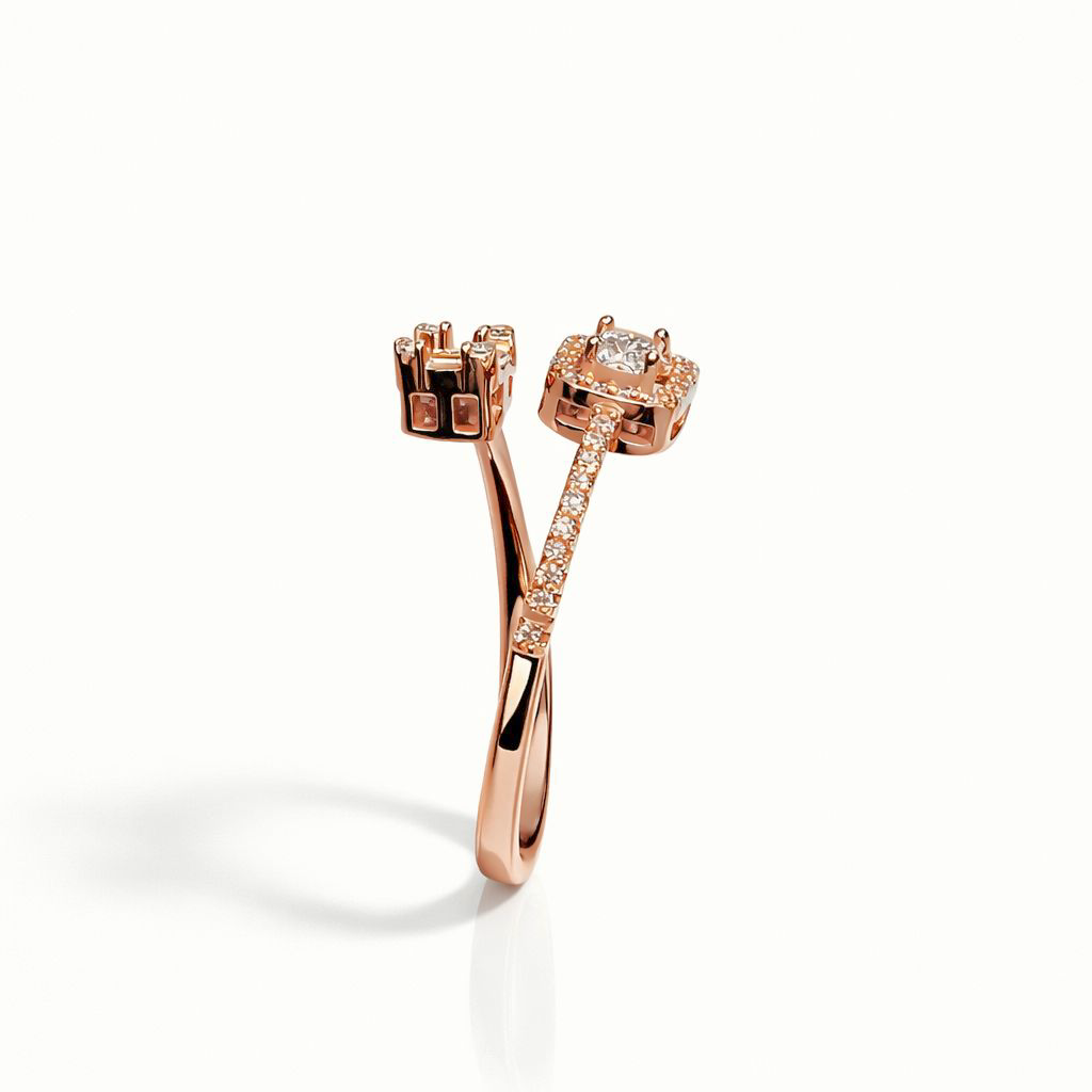 Side view of Rose Gold CZ Bypass Ring | 925 Sterling silver