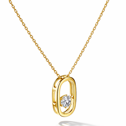 Modern open oval CZ pendant necklace crafted in gold plated 925 sterling silver