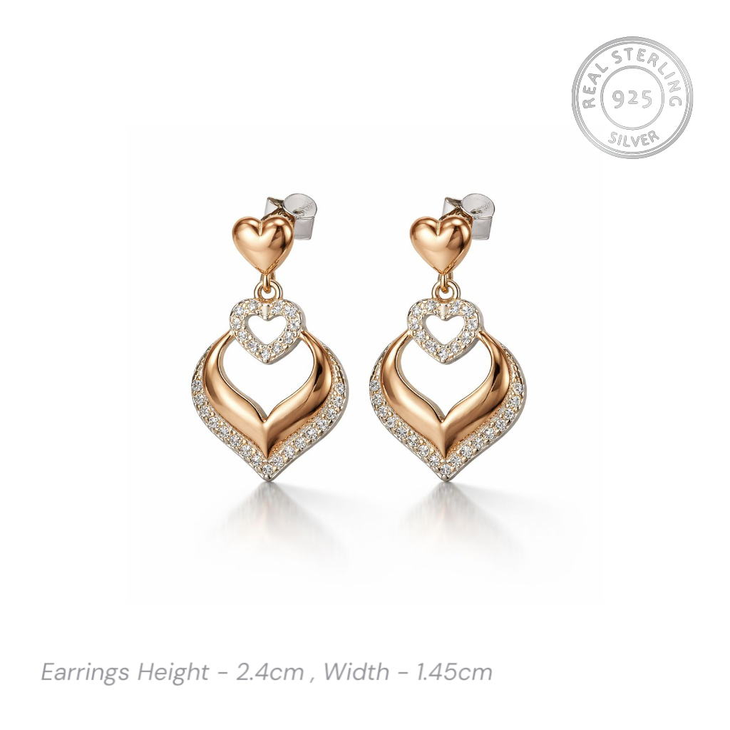 Sterling silver heart drop earrings