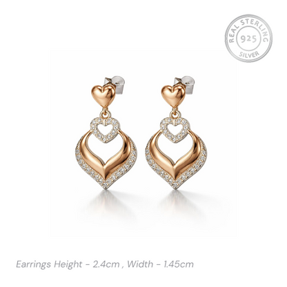 Sterling silver heart drop earrings