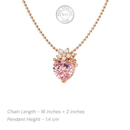 925 sterling silver rose gold plated pink heart pendant necklace with chain length details