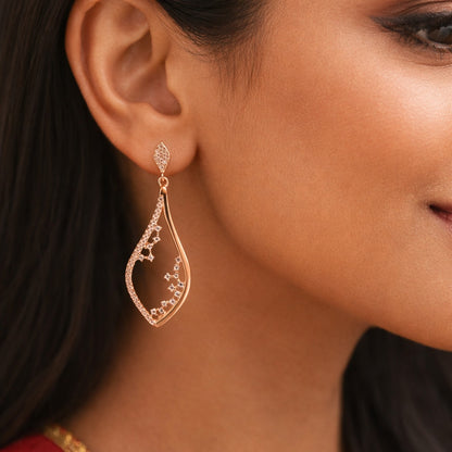 Sterling silver rose gold plated drop earrings for women