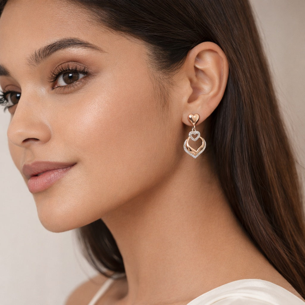 925 sterling silver rose gold earrings for women