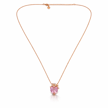 925 sterling silver rose gold plated pink heart stone pendant necklace with adjustable chain