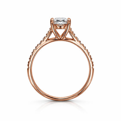 Silver Rose gold ring with cz stone on a white background