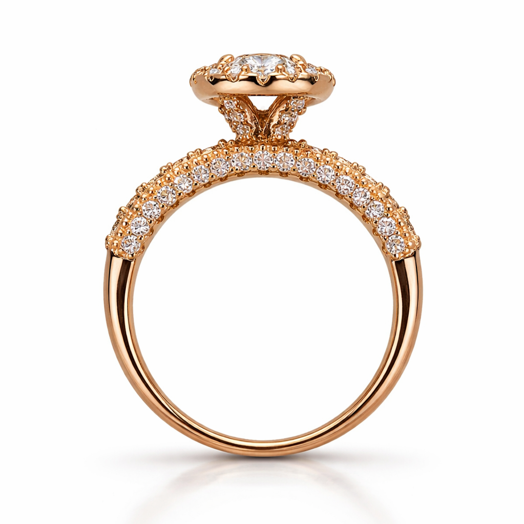 Sterling silver rose gold solitaire ring 