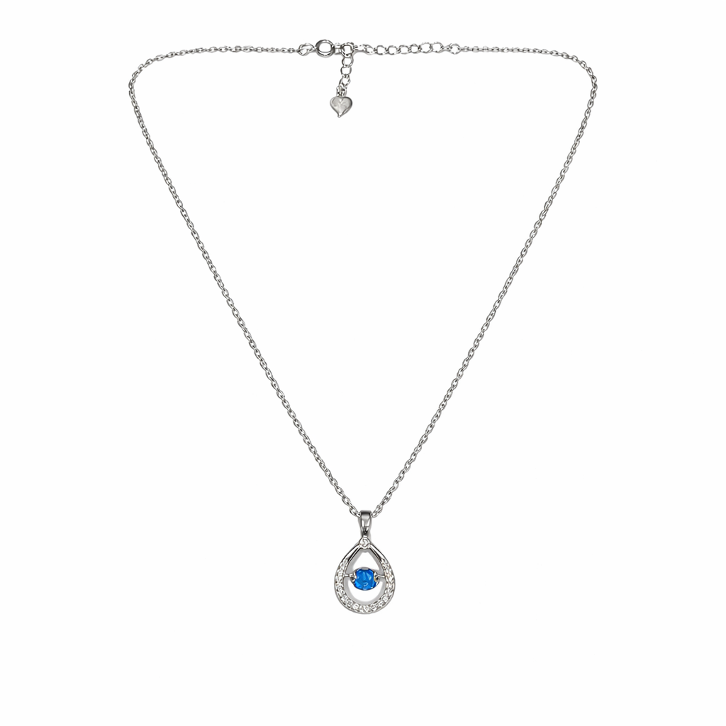 925 sterling silver blue dancing stone pendant necklace with adjustable chain and clasp
