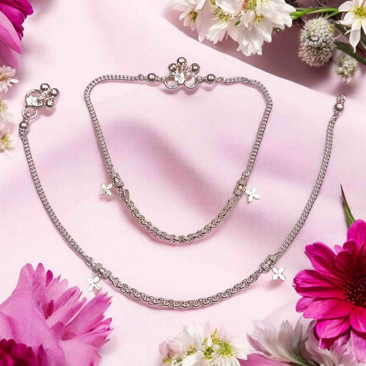Light Weight Silver Anklets for Women by Jauhari Jewellers