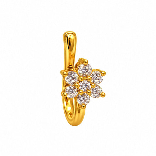 925 Sterling Silver Gold Plated Floral CZ Nose Pin for Women | Jauhari Jewellers