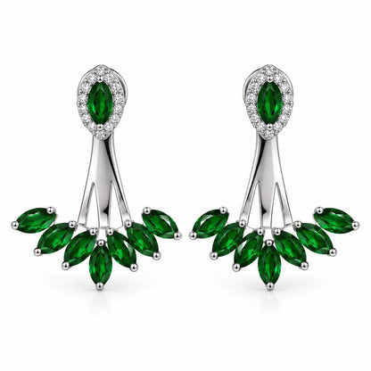 925 Sterling Silver Green CZ Floral Drop Earrings for Women | Jauhari Jewellers