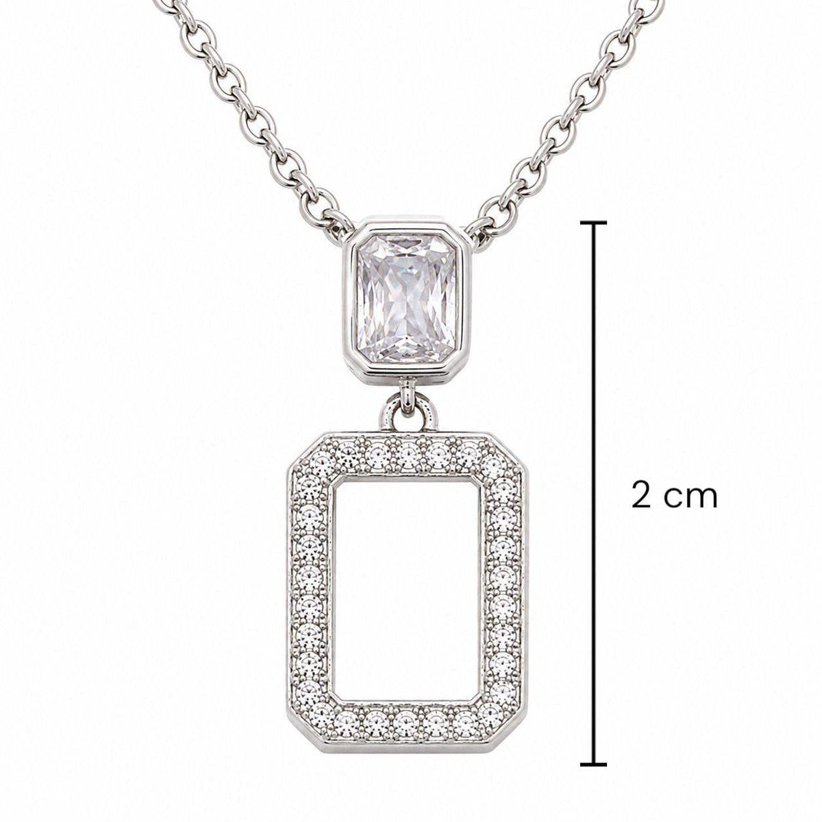 925 Sterling Silver Geometric Rectangle Pendant Necklace for Women | Jauhari Jewellers