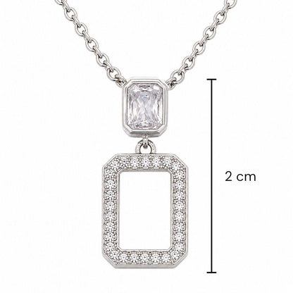 925 Sterling Silver Geometric Rectangle Pendant Necklace for Women | Jauhari Jewellers