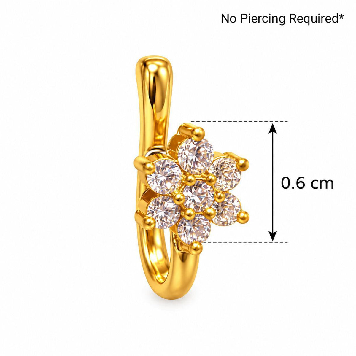 925 Sterling Silver Gold Plated Floral CZ Nose Pin for Women | Jauhari Jewellers