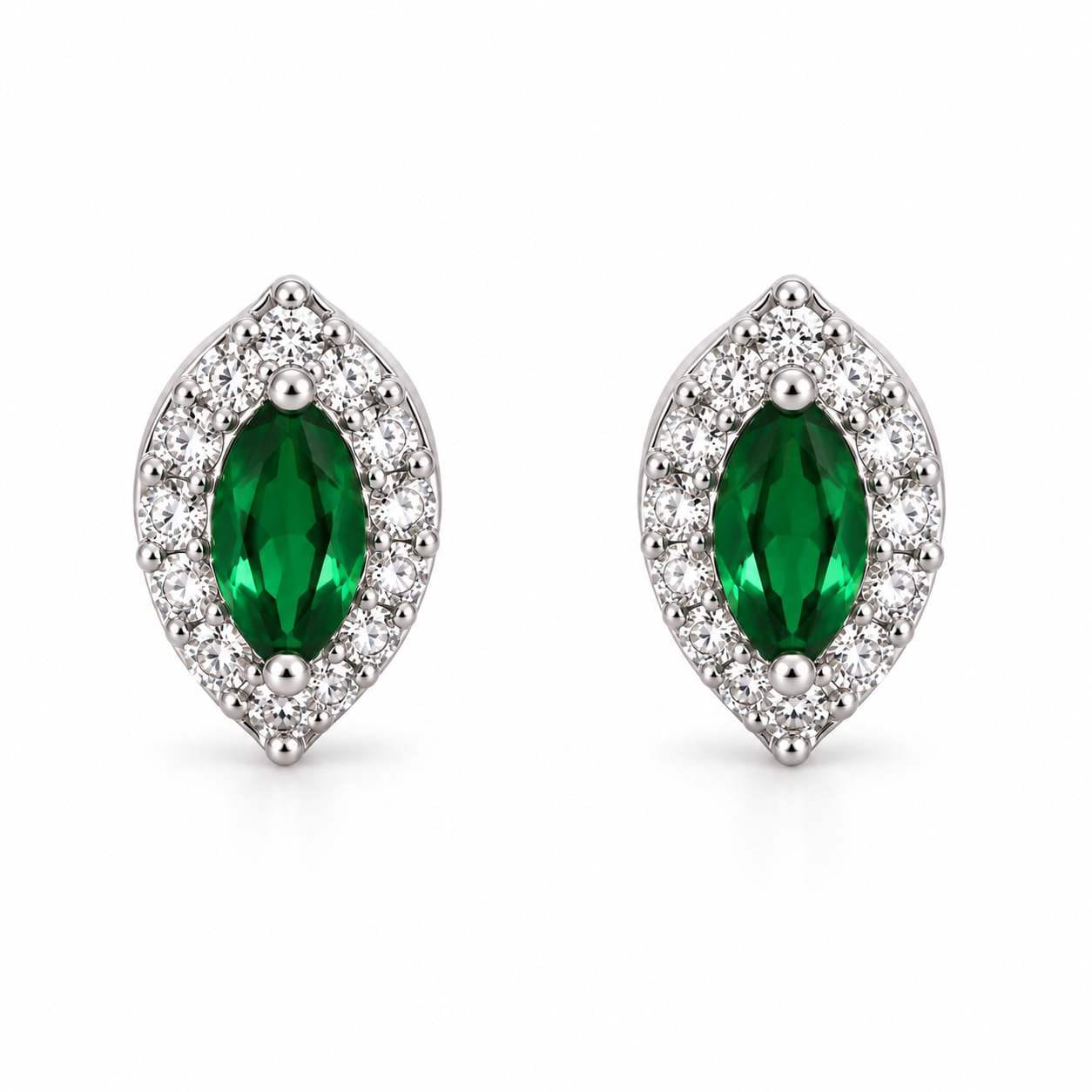 925 Sterling Silver Green CZ Floral Drop Earrings for Women | Jauhari Jewellers