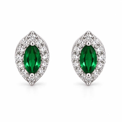 925 Sterling Silver Green CZ Floral Drop Earrings for Women | Jauhari Jewellers