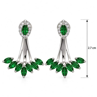 925 Sterling Silver Green CZ Floral Drop Earrings for Women | Jauhari Jewellers