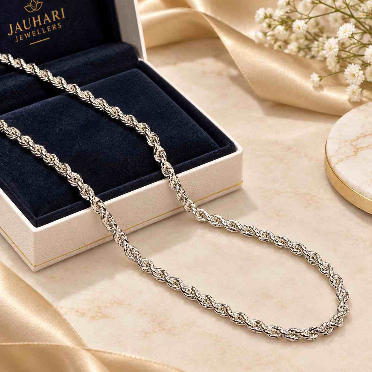 Silver Rope Chain for Men | Jauhari Jewellers