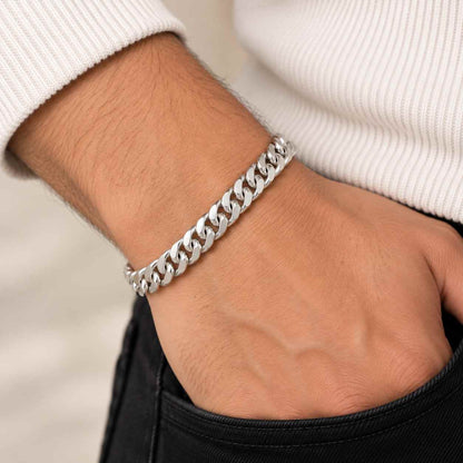 Silver Cuban Link Chain Bracelet for Men | Jauhari Jewellers