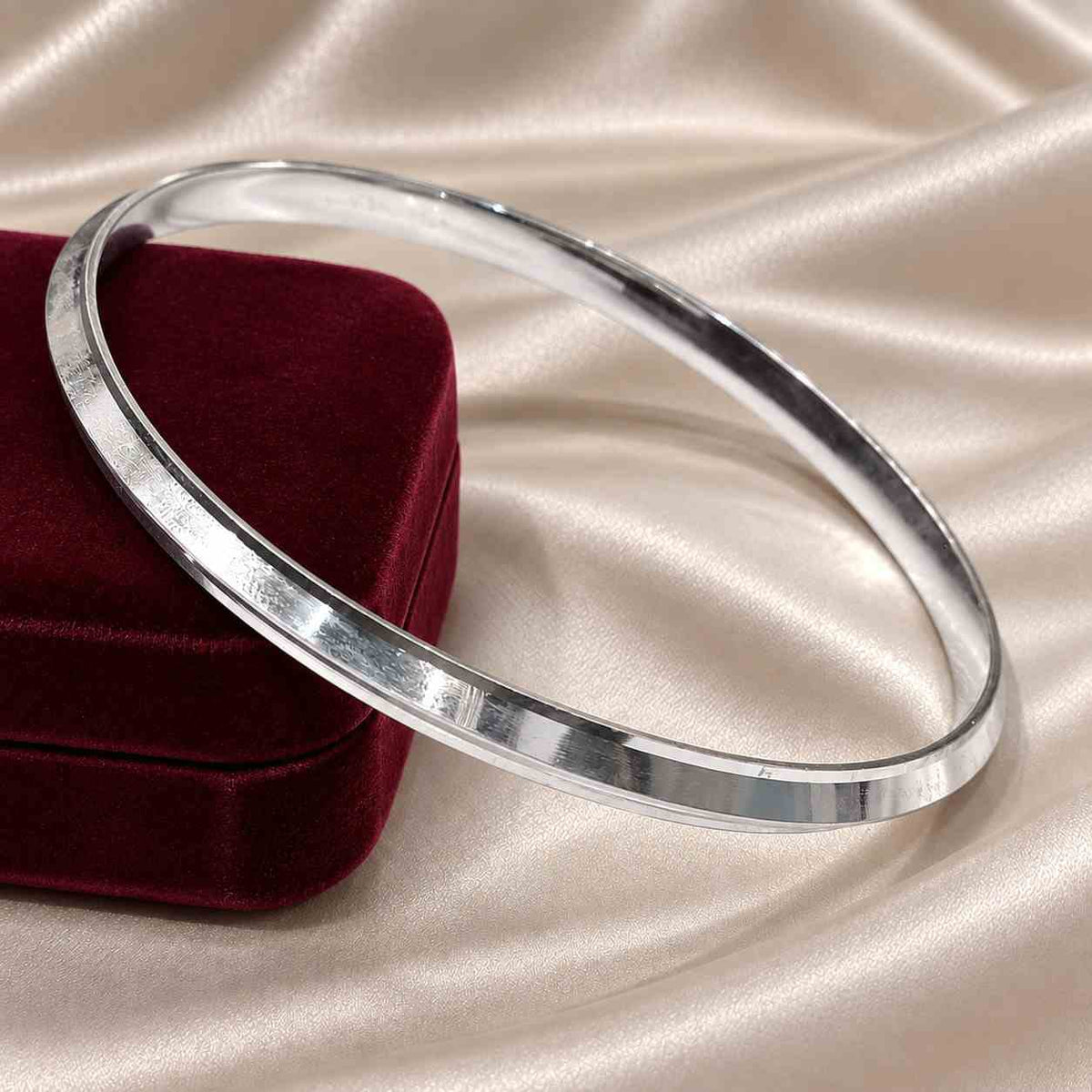 Silver Plain Kada for Men | Jauhari Jewellers