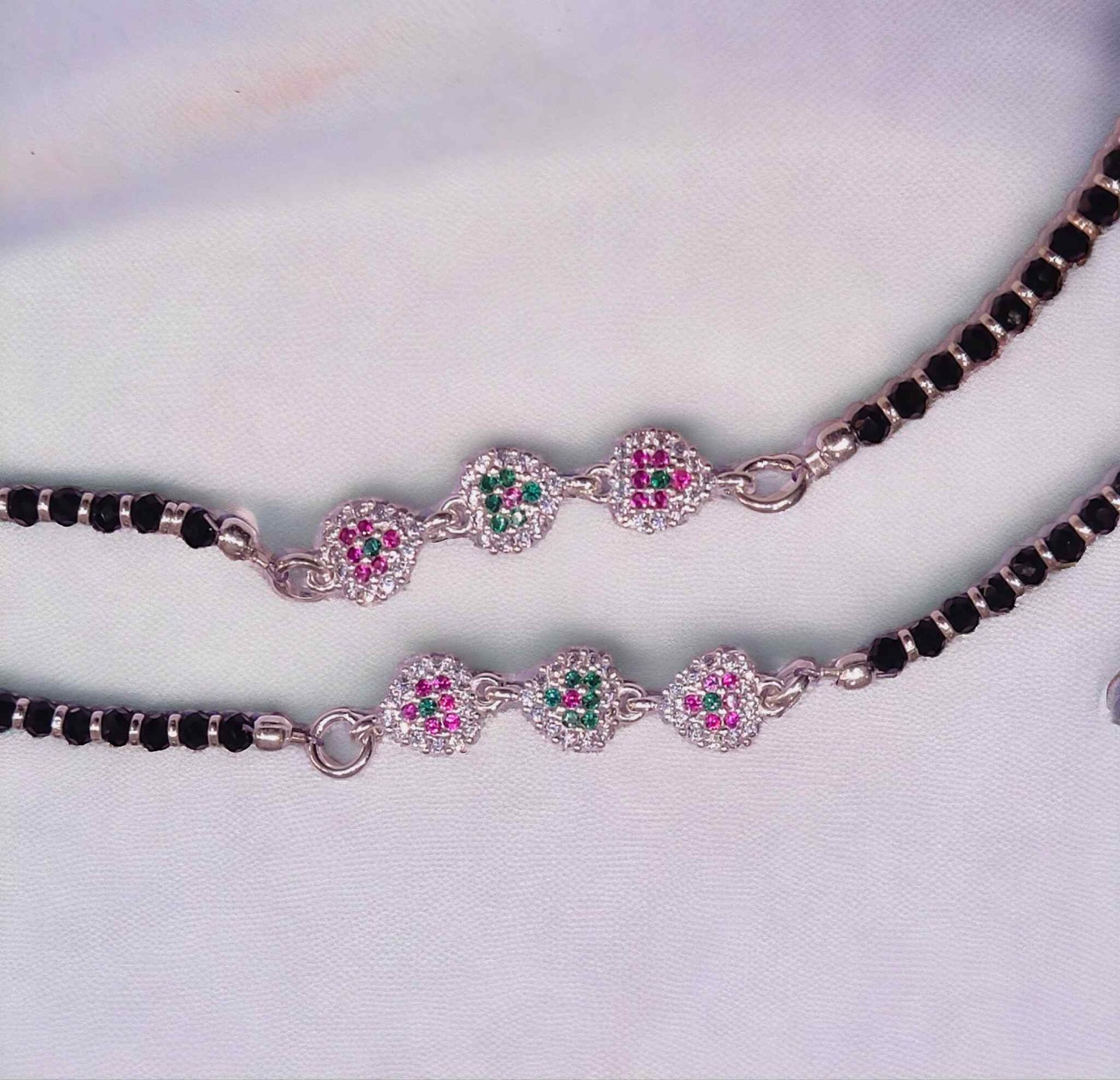 Black Bead Silver Anklet for Women - Jauhari Jewellers