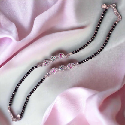 Black Bead Silver Anklet for Women - Jauhari Jewellers
